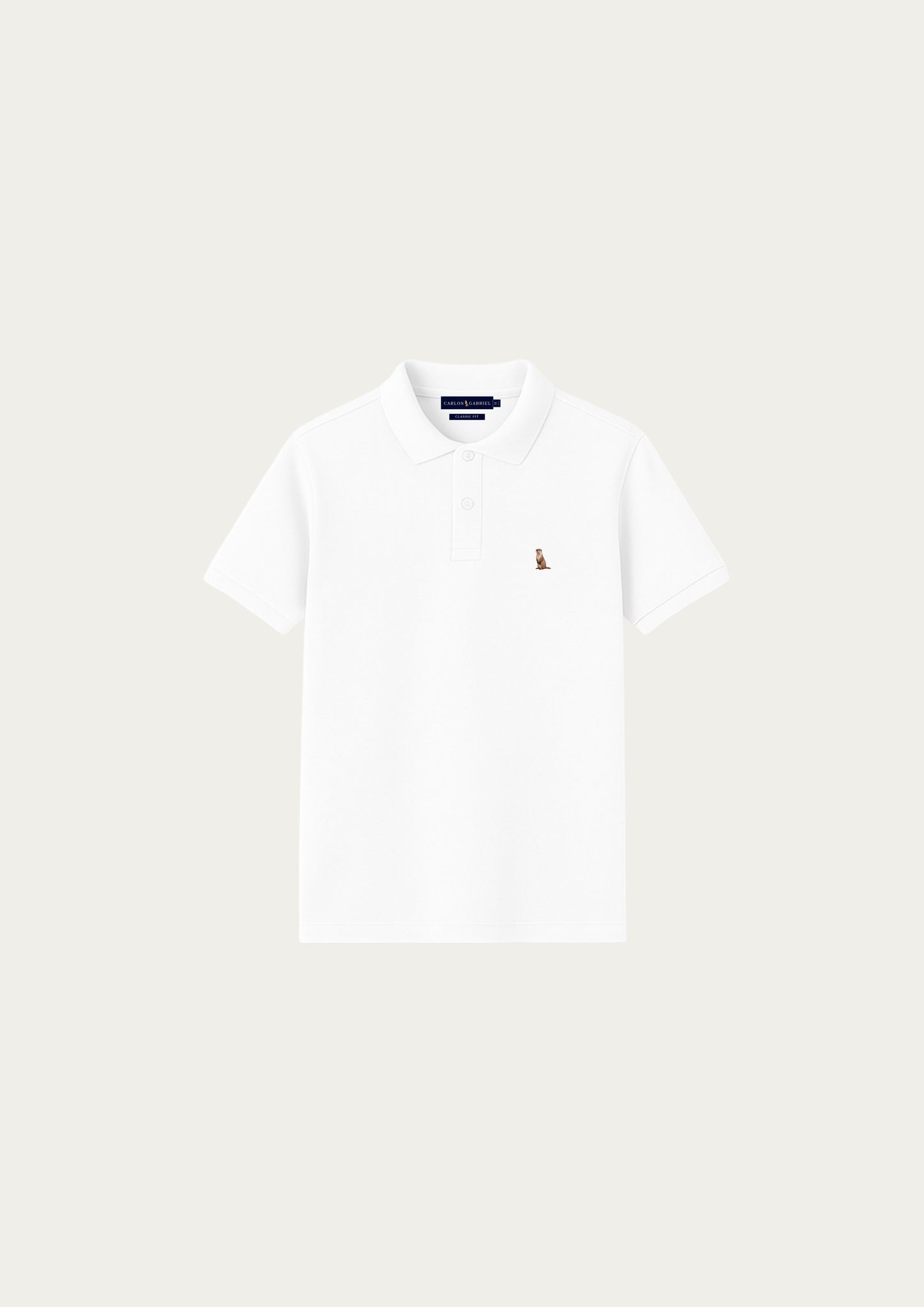 White Classic Fit Men's Cotton Polo