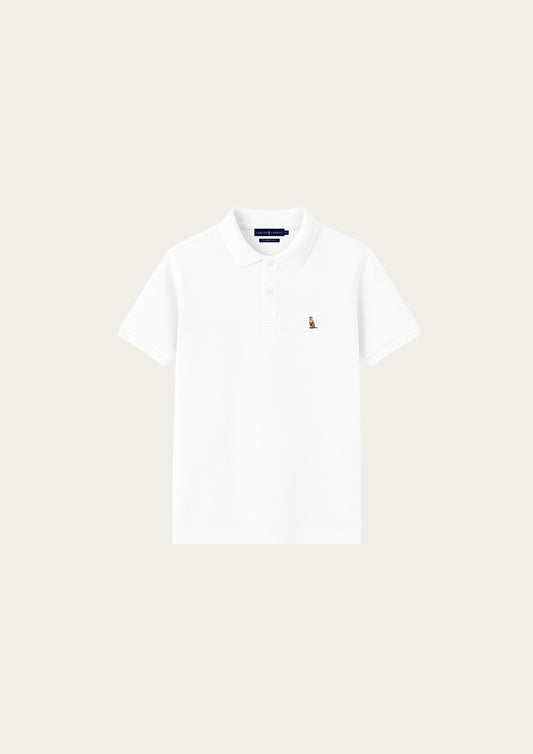 White Classic Fit Men's Cotton Polo